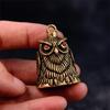 Owl Brass Bell Hand Carving Vintage Crafts Good Luck Ornament for DIY Keychain Wind Chime Doorbell Home Decor Gift