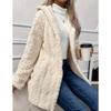 Autumn and Winter Women's Hooded and Velvet Jacket, Double-sided Velvet Cardigan, Long Sleeved Casual Warm Jacket