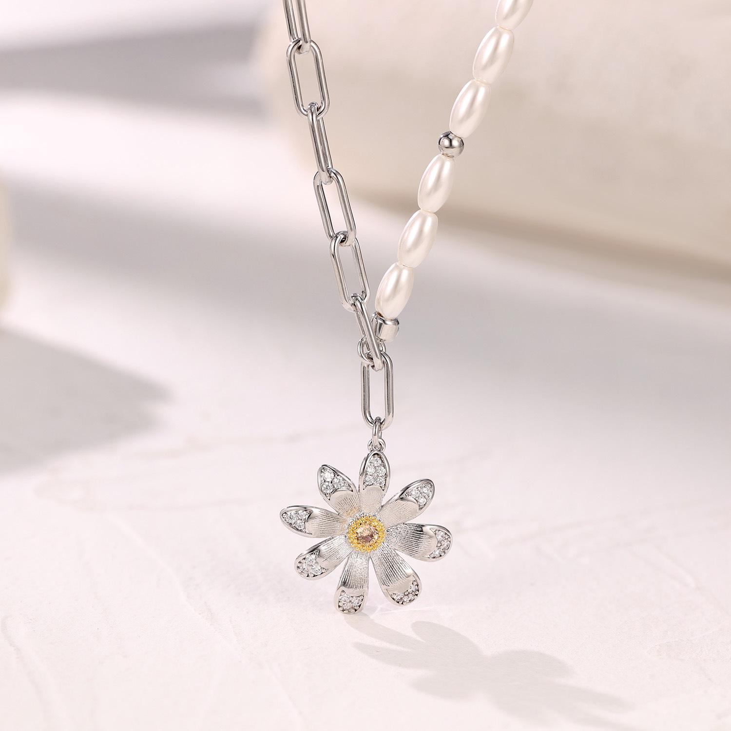 

Daisy Spliced Chain Necklace - Unisex Light Luxury Original Design платиновый
