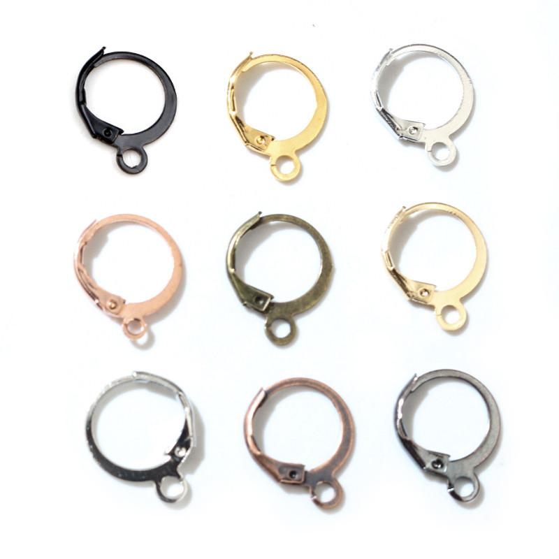 14x12mm 30pcs High Quality Silver Plated Rose Gold Color Rhodium Plated Brass French Earring Hooks Wire Settings Base Whole Sale