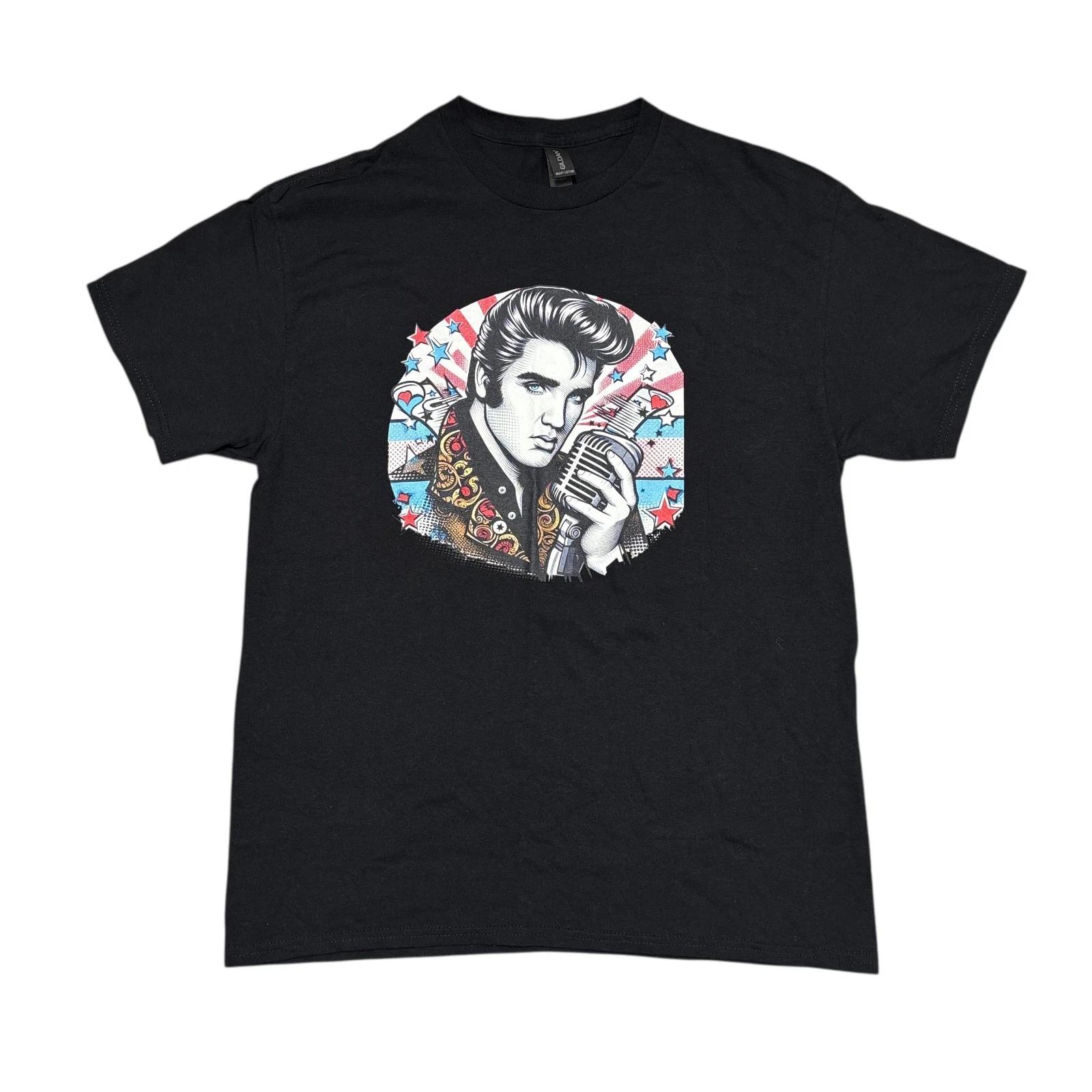 Elvis Presley Shirt Large Black Tour Concert Rock N Roll Band Tee Graphic Shirt 4XL