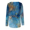 Women's Casual V-Neck Gradient Print Loose T-Shirt Pullover Long Sleeve