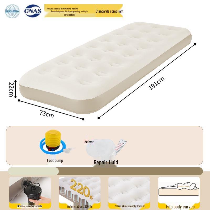 Single/Double Inflatable Air Mattress for Home & Camping - Thick, Foldable & Portable