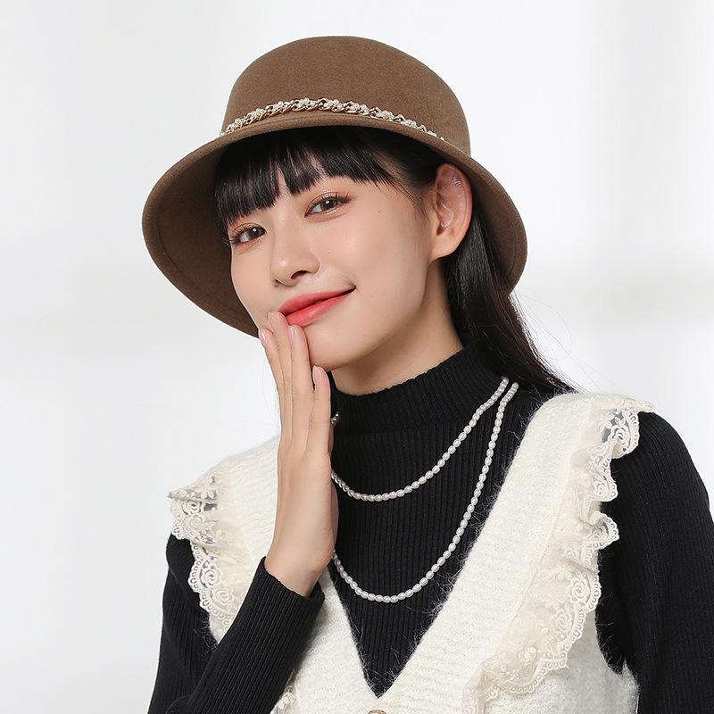 Autumn and Winter New Woolen Top Hat Warm Dome Fisherman Hat Children's Simple Temperament Retro Age-reducing Trendy Hat