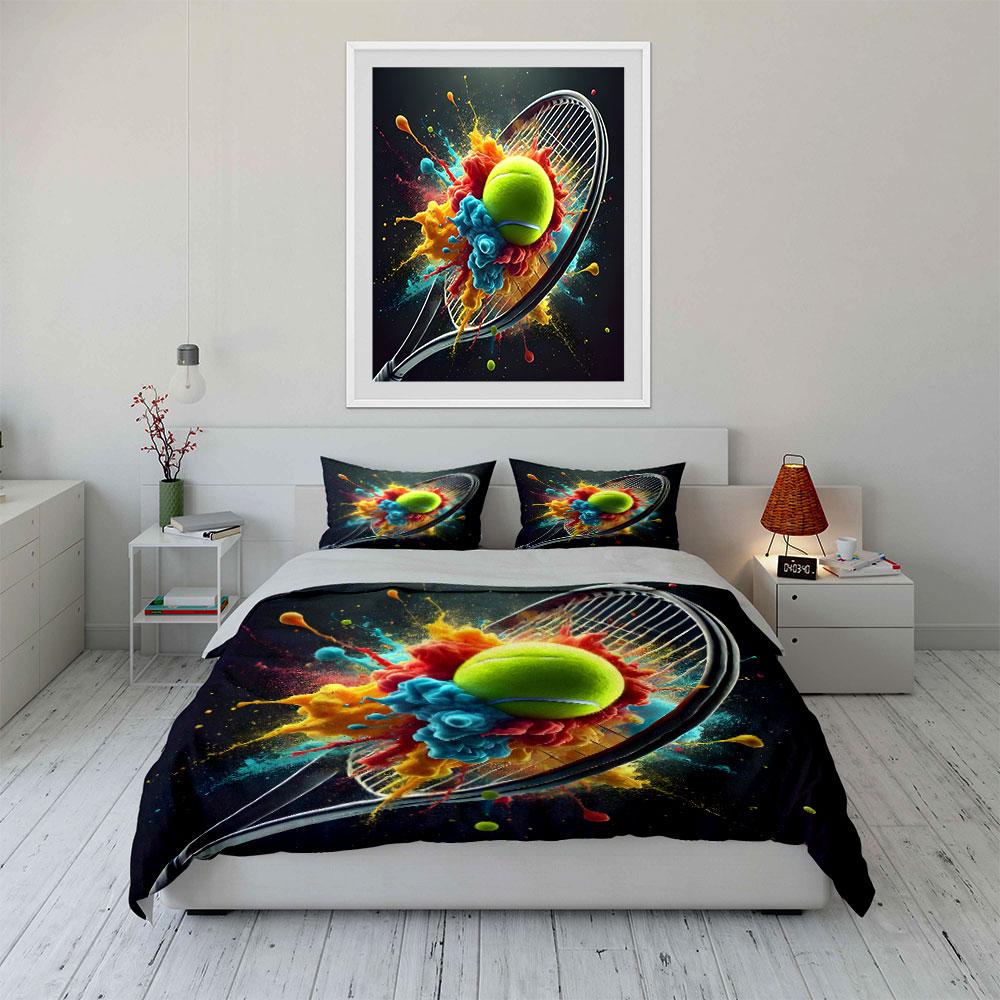 Vivid Tennis Essentials Set  Kid'S And Adults' Bedroom Decor, Exquisite Three-Piece Bedding Set Gift