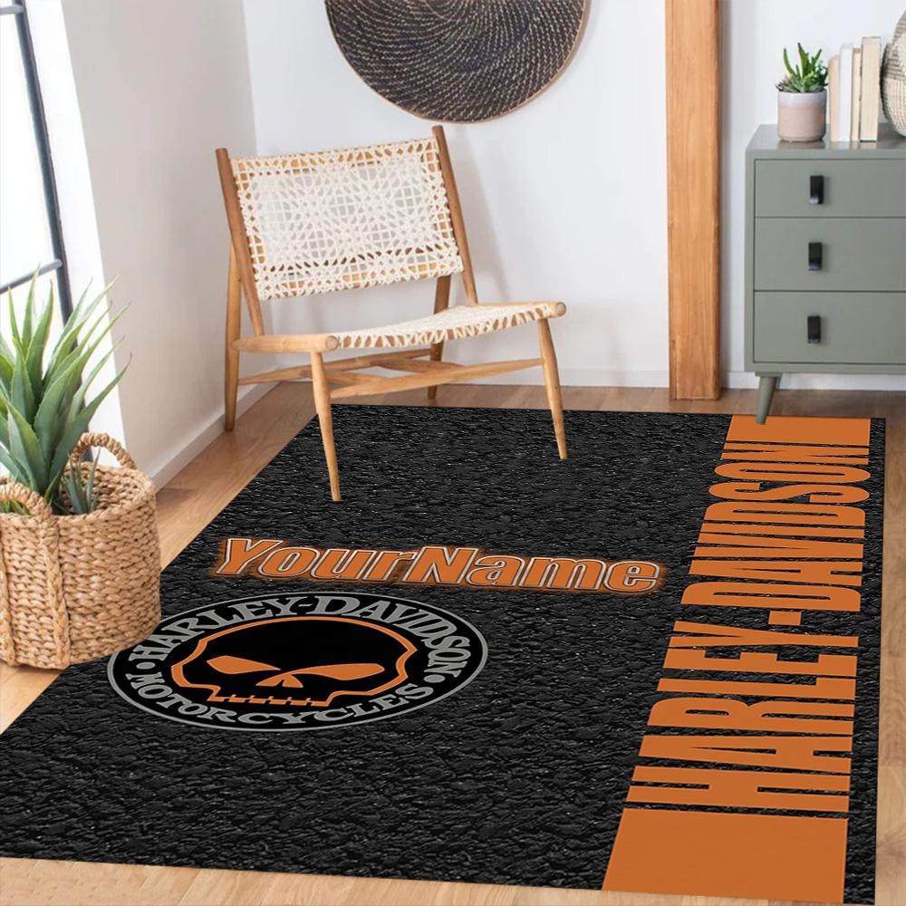 Harley-davidson Motorcycles Customize Your Name Floor Rug Office Rug Perfect for Outdoor Living Rooms Game Room Balcony Anti-slip Rug Decorate Offices
