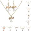 Women Girl Christmas Necklace Earring Set Alloy Plating Neck Chains Dangle Ear Loop Jewelry Gifts