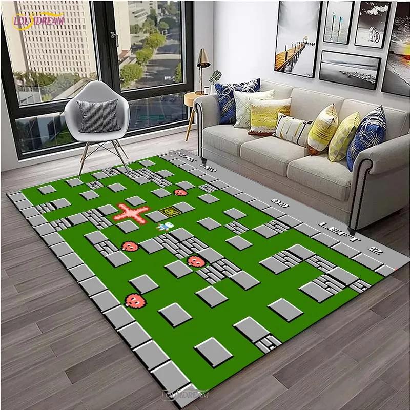 Retro Bomberman Game Playing Carpet for Living Room Bedroom Area Rug Kitchen Un-slip Floor Mat Alfombra Birthday Gift Poster Mat