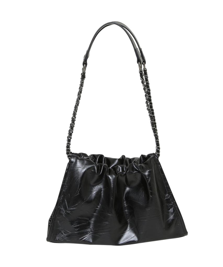 Nano Universe Women's Chain Shoulder Bag with Gathering, F 010, Black, 673-6132300