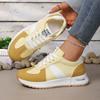 Fashion Striped Women's Lightweight Sneakers Soft Sole Non Slip Casual Sports Shoes Woman Spring Autumn Lace Up Yellow Sneakers