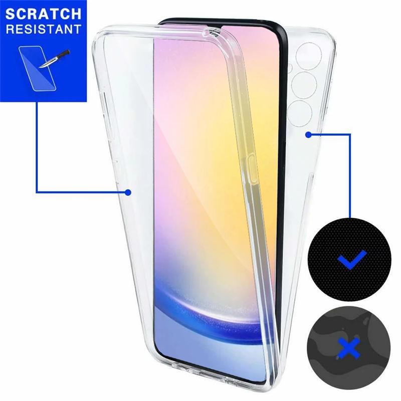 Clear 360 Double Full Case For Samsung Galaxy A05S A25 A55 A04S A14 A54 S23 S24 Xiaomi Redmi Note 13 iPhone 15 14 13 12 11 Pro Max Soft Silicone Cover