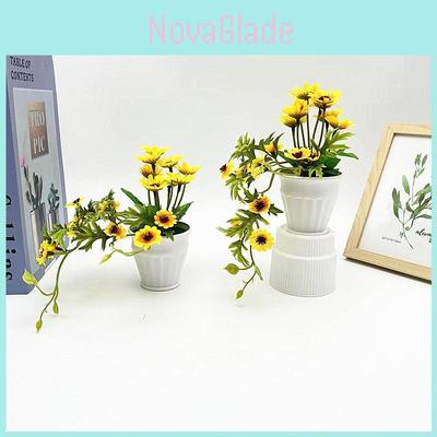 Sunflower Artificial Plant Mini Round Pot For Home Decor And Photography Props
