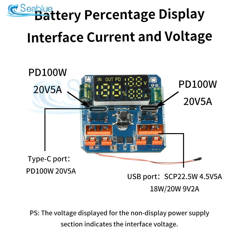 Lithium Battery Charger Module 4S PD 100W Bidirectional Fast Charging 20V 5A High-Power Buck-Boost Battery Protection Board