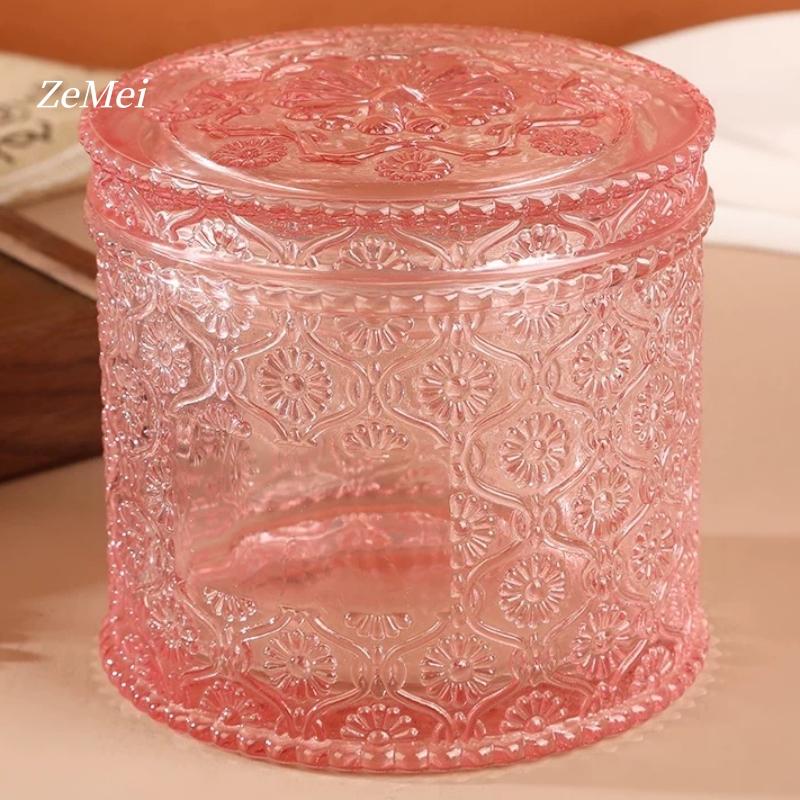 European-Style Crystal Glass Candy Jar,Jewelry Organizer With Lid  Aromatherapy Candlestick Container Container Home Decoration