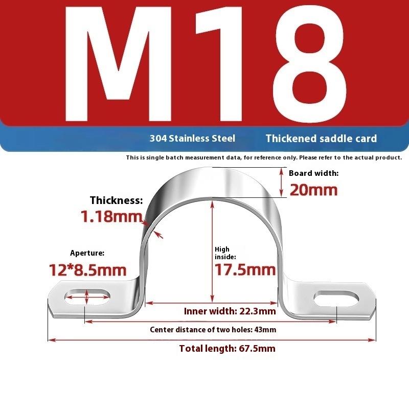 Zesílená U-třmenová sedlová svorka Nerezová ocel Koňský hřbet Drátěné hrdlo Obruč Klipy pro upevnění kabelů Použitelné pro potrubí OD 8-200 mm