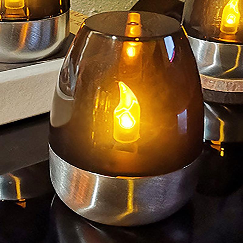 Solar Light Outdoor Garden Led Stainless Steel Candle Light Lawn Deck Night Light Landscape Garden Halloween Christmas Holiday Atmosphere Light