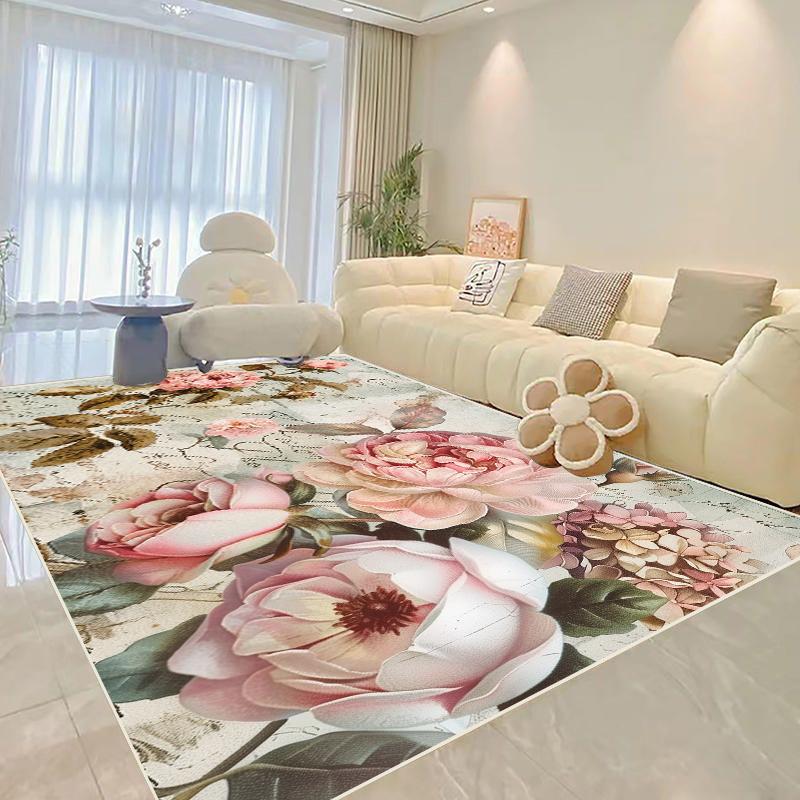 Living Room Decoration Flower Carpets Modern Home Light Luxury Rug Parlour Sofa Side Soft Floor Mat Bedroom Bedside Large Carpet