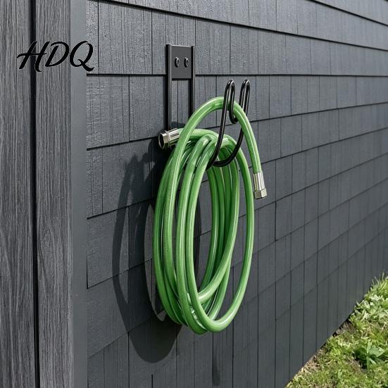 Robuster Gartenschlauchhalter Wandhalter Halter Eisen Wasserhaken Platzsparend Rostbeständiges Gestell für Außenbereich Hof Garage Rohr