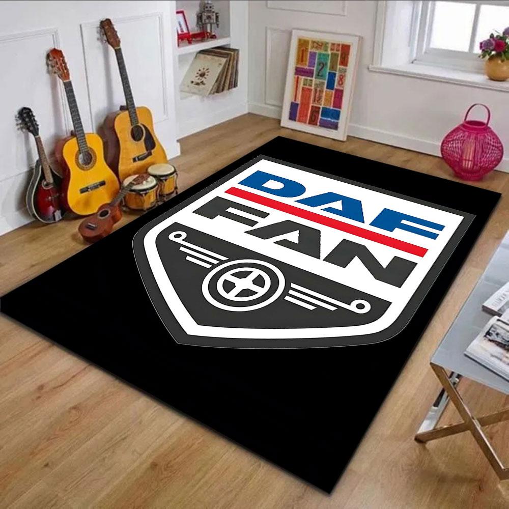 DAF Fan Emblem Design Patterned Carpet, Non Slip Mat Suitable for Living Room and Bedroom Sofas