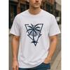 Men'S Short-Sleeved Shirt Featuring a Geometric Palm Tree Design, Perfect for Hawaiian Parties. Made from High-Quality Pure, This Casual Printed Shirt