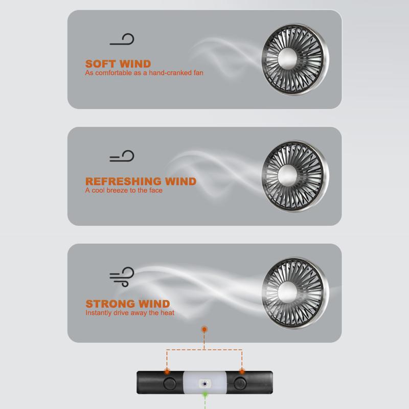 USB Car Fan Dual Head Cooling Air Fan Independent Switch 3 Speeds Adjustable Auto Headrest Cooler Fan For Rear Seat