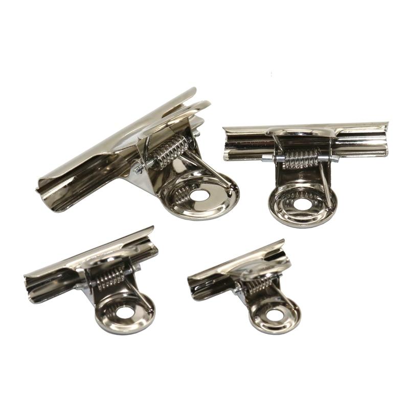 4 Pcs Round Metal Grip Clips Silver Bulldog Clip Stainless Steel Ticket Clip Stationery Bills Metal Clip Office Supplies
