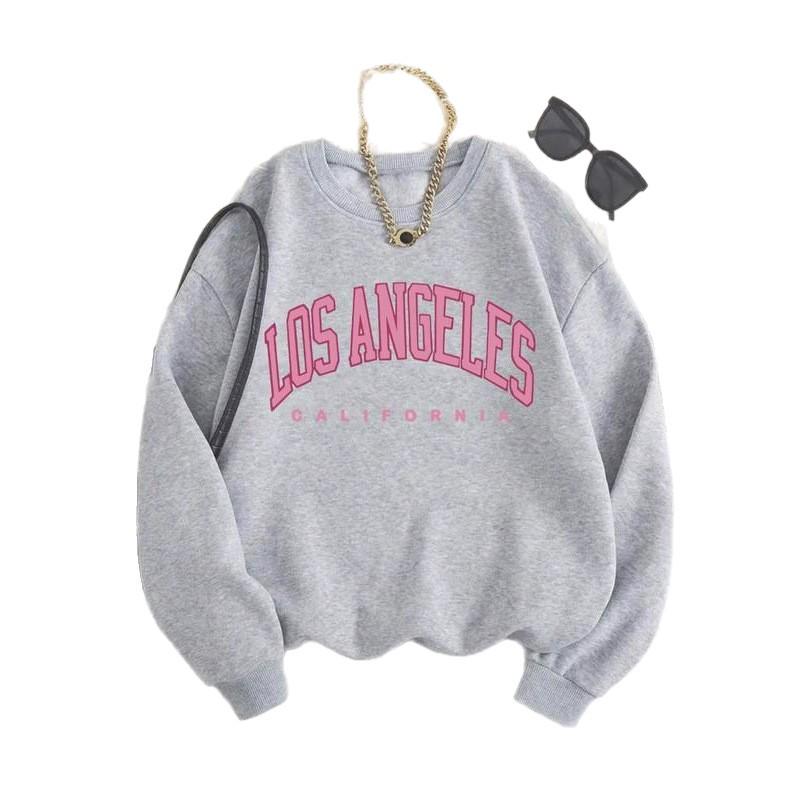 Kadın Rahat Uzun Kollu Harf Baskılı Kapüşonlu Sweatshirt