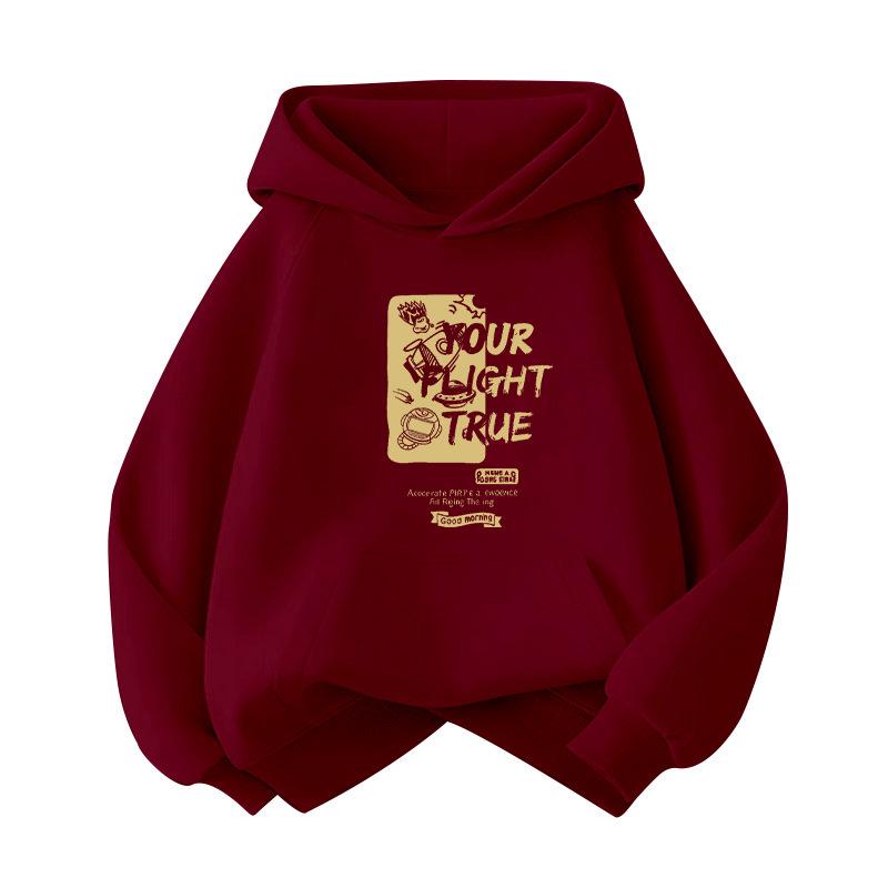 Kids  Thickened Velvet Hoodie with Long Sleeves – Casual Stylish Pullover for Middle and Older Children 110cm