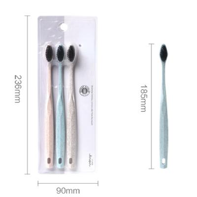 Long Charcoal Medium Soft Bristles Wheat Straw Family Combination 3 Soft Bristles Toothbrush