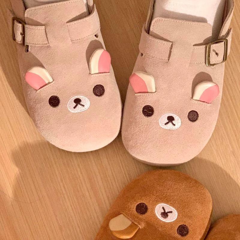 Easy bear baotou half-drag women's spring new heightened thick bottom heightened lazy baotou slippers