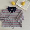 Spring Baby Boys Striped Polo Shirts Long Sleeve Tops Korean Style Toddlers Kids Casual T-shirts