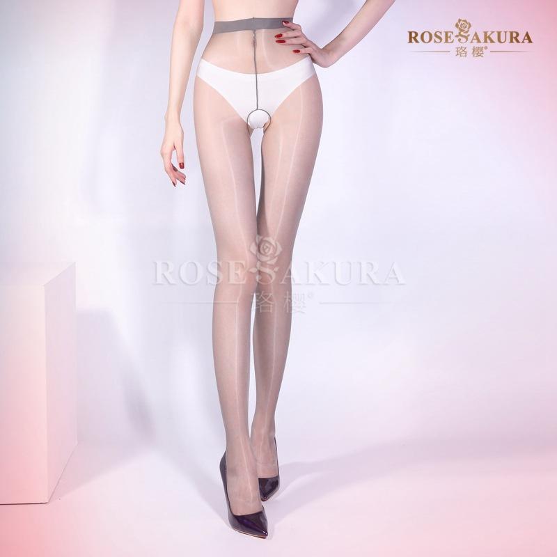 5D Sexy Aurora Oily One-Line Crotch Stockings Silky Smooth Crotchless Pantyhose Ultra-Thin Women Summer Fashion Ol Jk Ootd