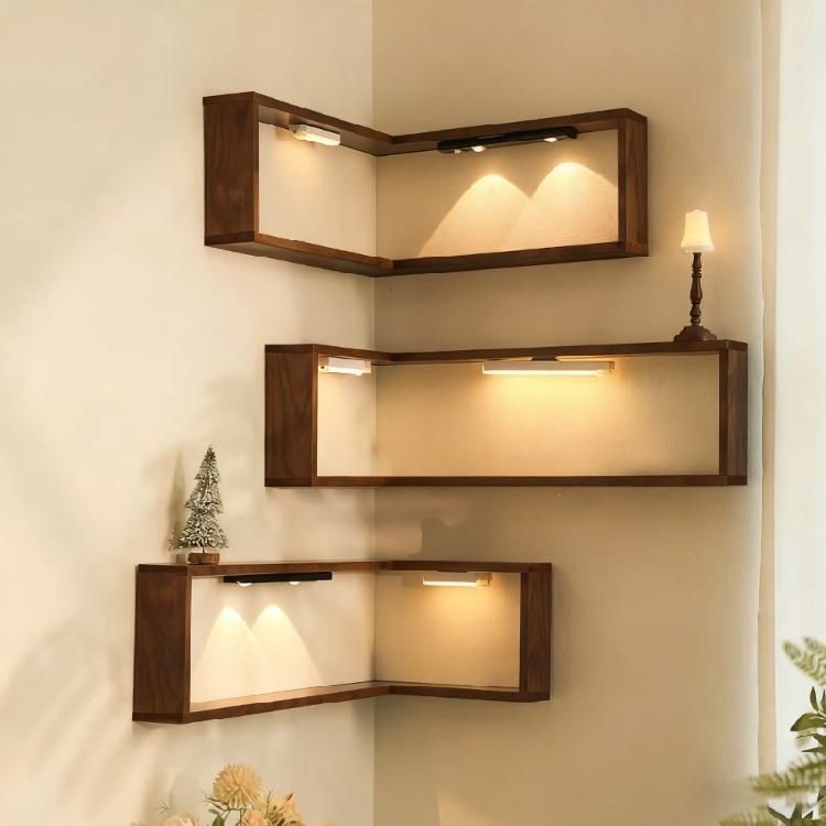 Corner Shelf Unit Wood Component Efficient Organization Space Saving Shelf for Maximizing Unused Corners in Modern Homes
