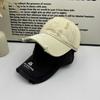 Vintage brim letter embroidered baseball cap women's casual versatile peaked cap, broken hole showing face small wide brim sun hat