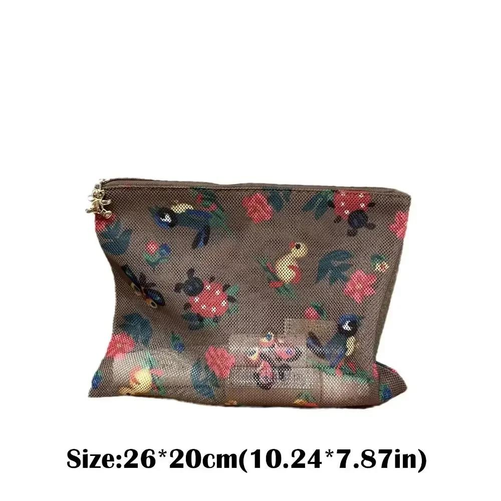 2025 Japanese Style Makeup Storage Bag Large Capacity Vintage Travel Storage Bag Cartoon Printing Waterproof Wash Bag Facility