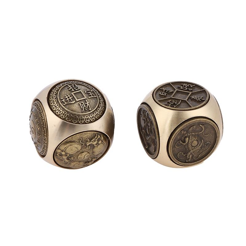 Rotating Six-Faced Chinese Lucky Coin Spinner Toys Crafts Stress Anxiety Relief Sensory Focus Tool For Birthday Christmas Gift