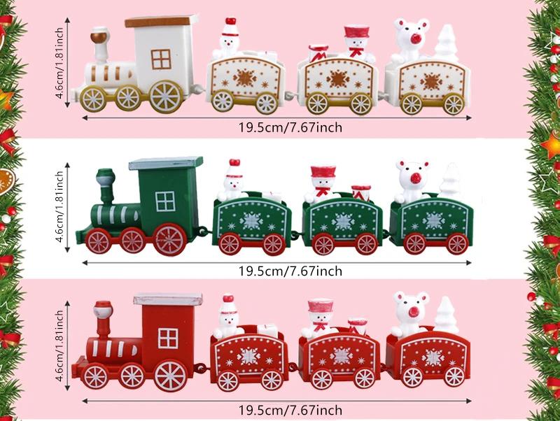 Christmas Wooden/Plastic Train Mini Painted Train Decoration Train Desktop Ornament For Xmas Party Winter Festival Gift