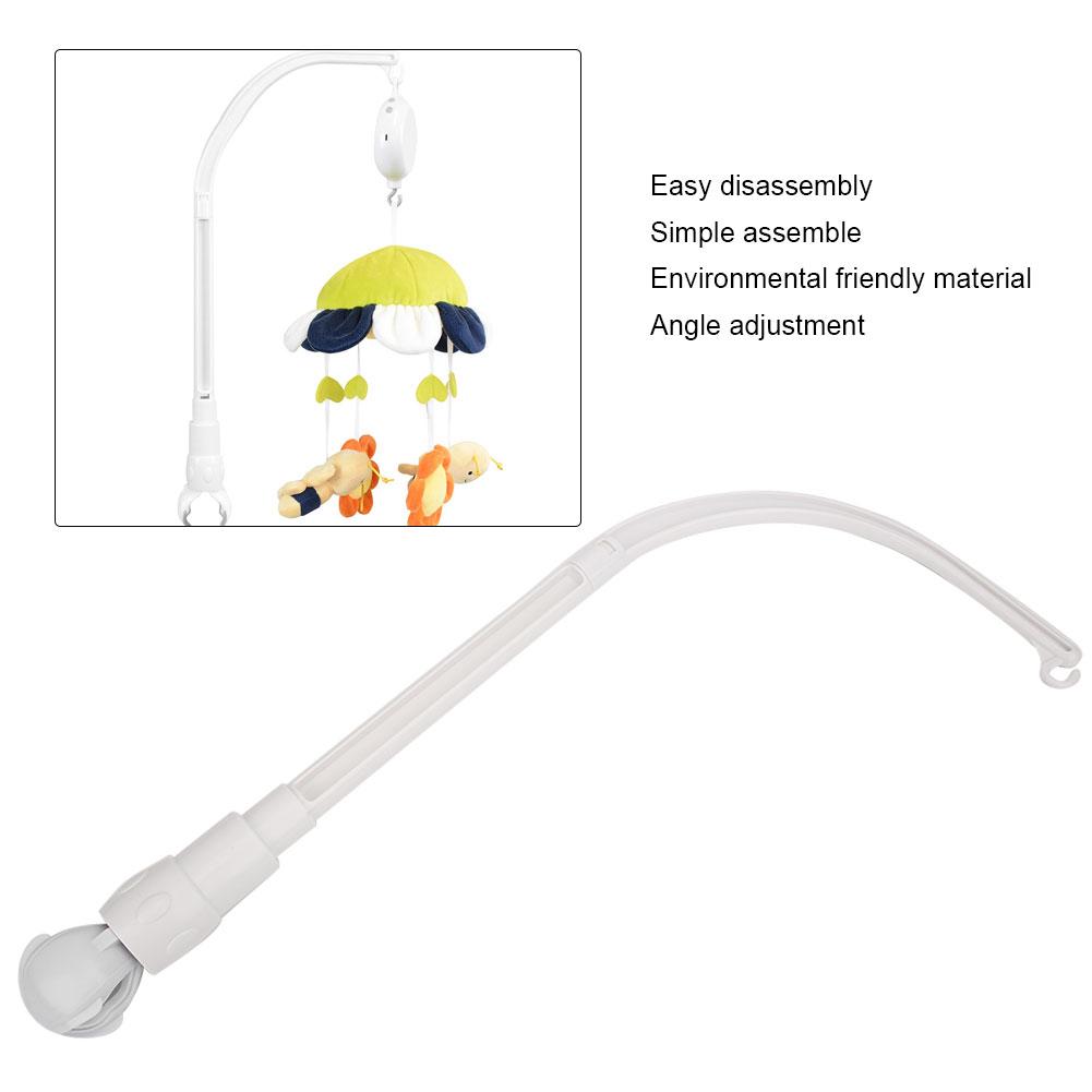 Baby Bed Bell Toy Rattles Bracket DIY Baby Crib Decoration Hanging Arm Bracket (H Style)White