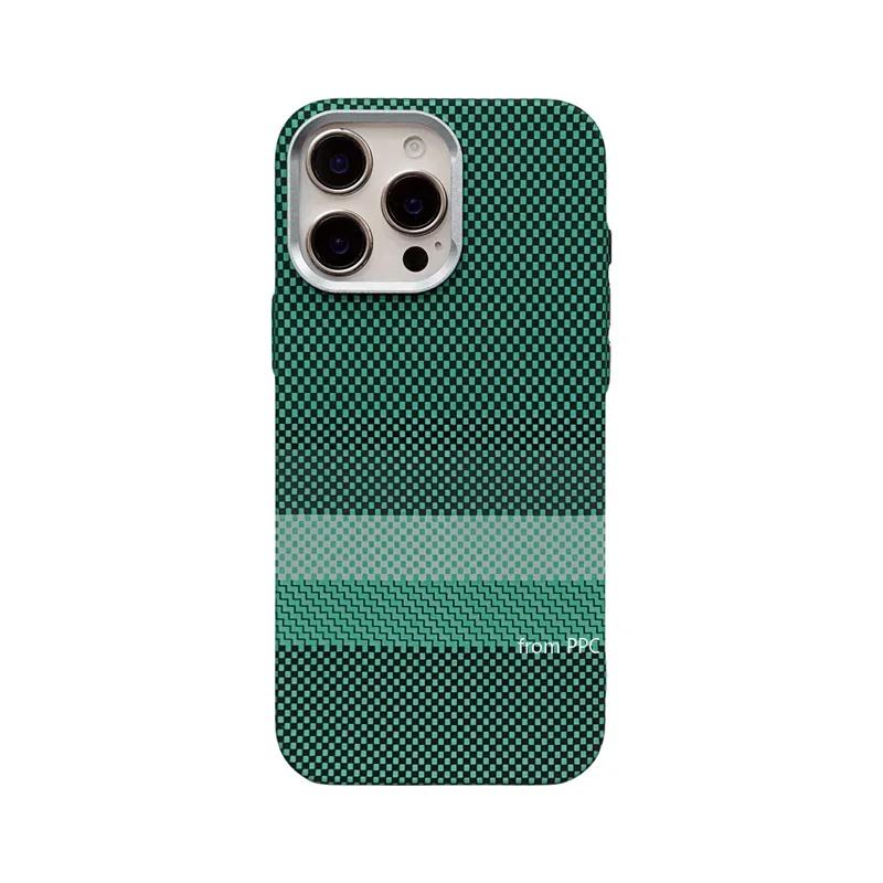 Carbon Relief MagSafe Cover Case for iPhone 15 16 Pro Max Wireless Charging Magnetic Phone Shell Alloy Camera Ring Hard PC Funda