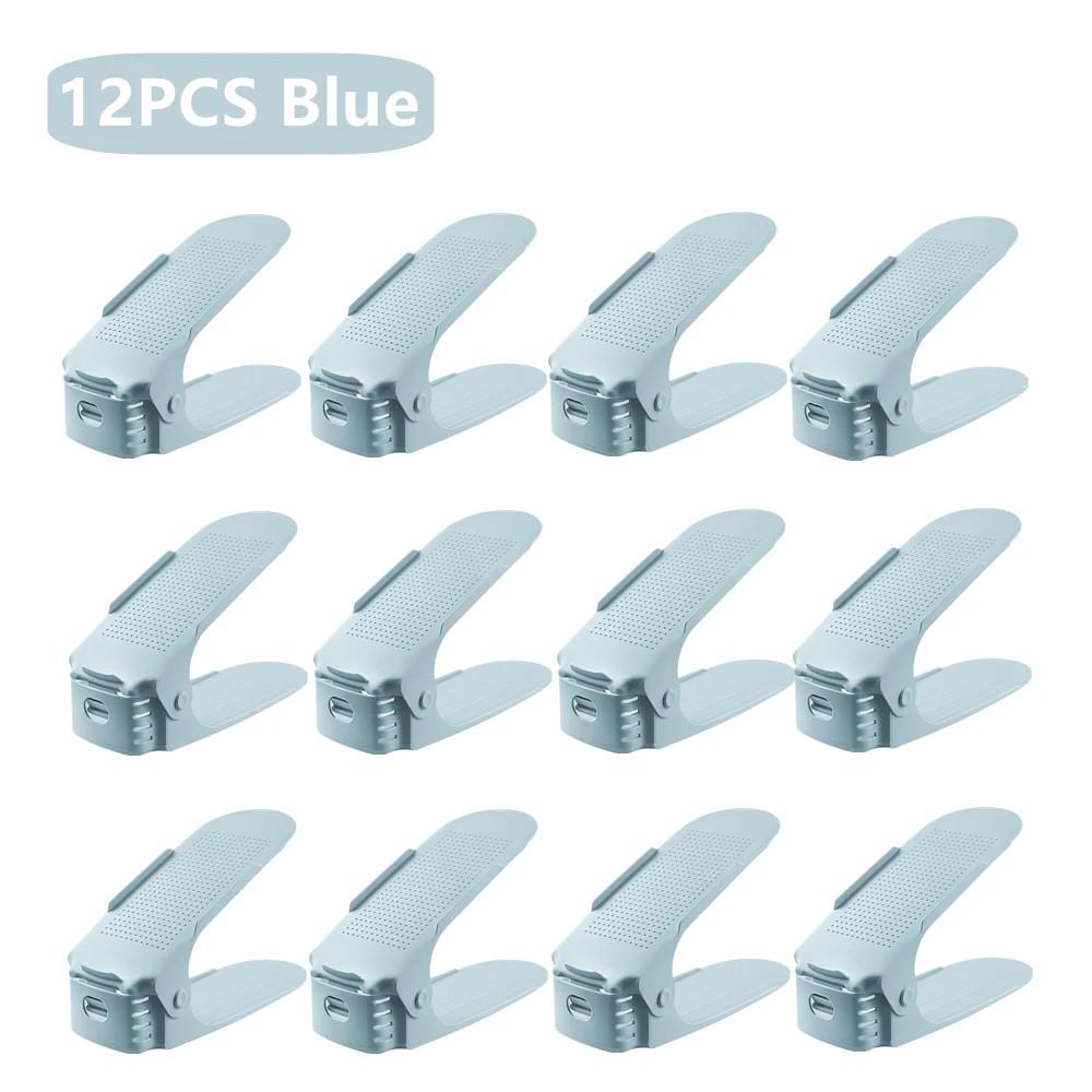 6/12/16Pcs Shoe Slots Organizer,Adjustable Double Layer Stack Shoe Rack,Shoe Stackers,50% Space-Saving Storage Shoe Rack Holder