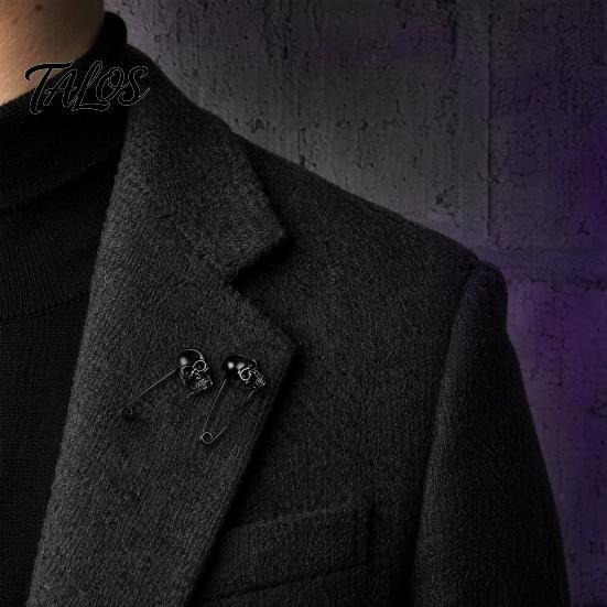 Broche Épingle de Sûreté Crâne, Broche avec Design de Serrure, Sculpture 3D pour Femmes Accessoire Punk Halloween pour Vestes revers Sacs à Dos Cadeau Hommes