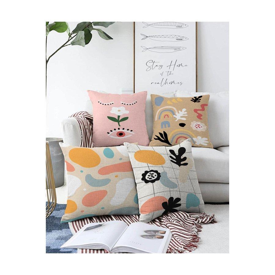4 Pieces Double Sided Printed Cushion Cover Set