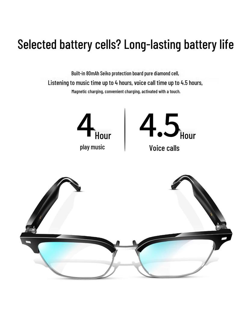 Multi-Function Smart Bluetooth Glasses: Anti-Blue Light Sunglasses, Headphone, Voice Translation, Music & Call Features, Interchangeable Lenses.