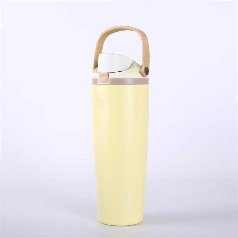 Deckel Oz Autobecher Edelstahl doppelwandig Thermosbecher Outdoor tragbar Reisebecher mit Strohhalm Auto Isolierung