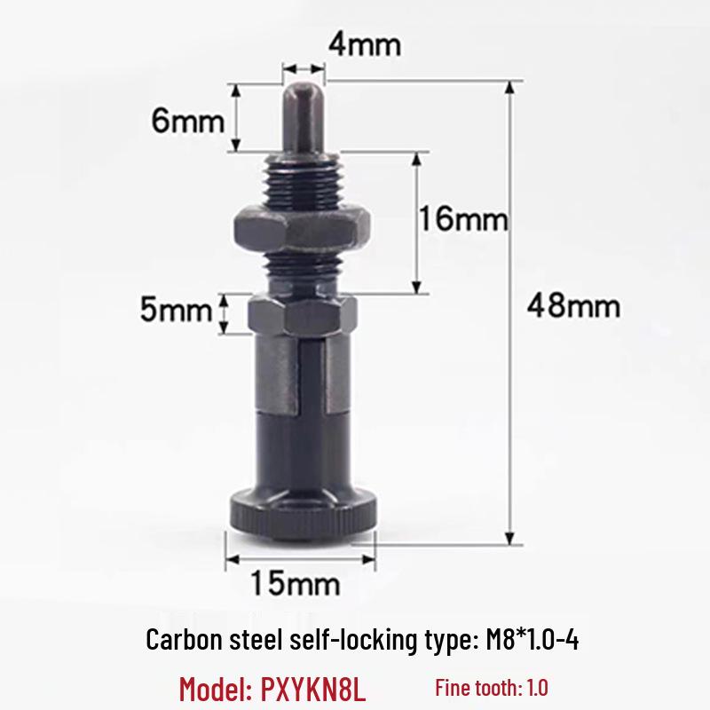 Stainless Steel/Carbon Steel Indexing Pin: Knob Plunger, Self-Locking, Re-Locking, Fine Thread, Complete Specifications