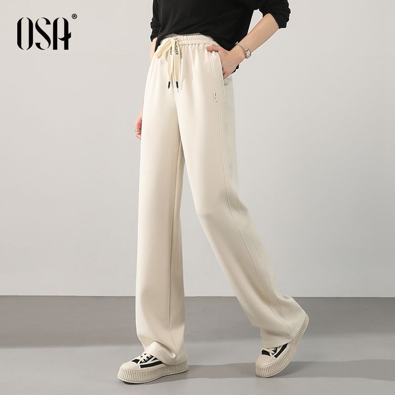 

OSA OSHA High Waist Wide-Leg Casual Pants Female Early Autumn Clothing 2024 New Arrival Loose Slimming and Straight Mop Pants