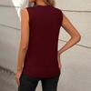 Damska moda swobodna seksowna jednolity kolor okrągły dekolt bez rękawów luźny top bez rękawów