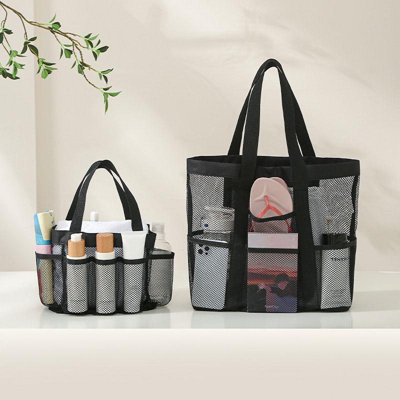 Portable Beach Bag Bathing Bag Foldable Mesh Beach Bag Fitness Swimming Bag Storage Bag Large Capacity Portable Bag