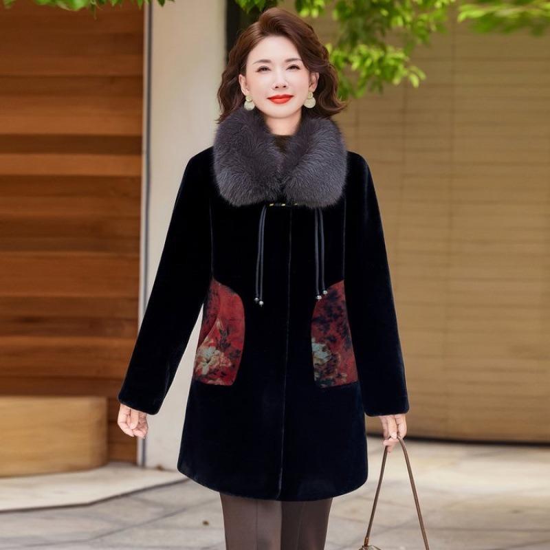 

Зимняя женская длинная теплая шуба из искусственного меха, женское осенне-зимнее флисовое пальто, интегрированное с мехом 5XL [recommended 150-80kg] красный