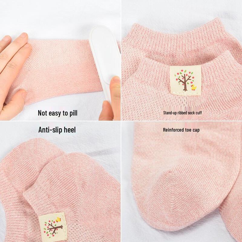 LANGSHA Women's 100% Cotton Mesh Breathable Short Socks - 6 Pairs Mixed Colors